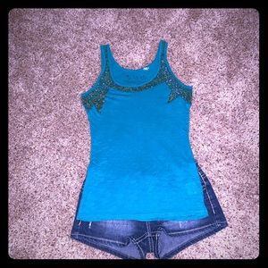 Beaded Teal Tank Top!